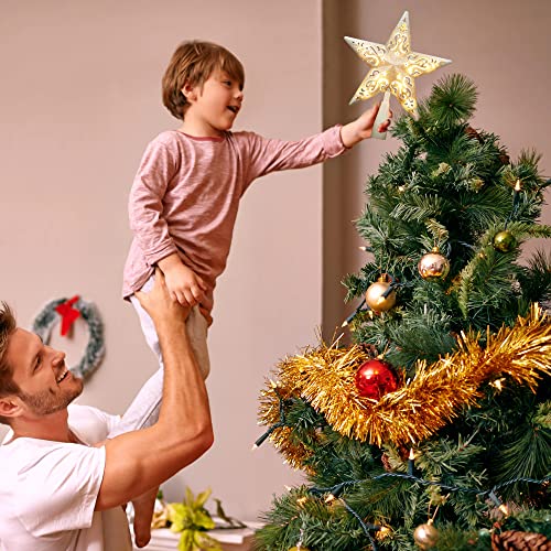 Silver Glitter Lighted Christmas Tree Topper - 3D Double-Sided Star