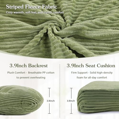5-Piece Glider Rocker Replacement Cushions with Storage Pockets, Green Fleece