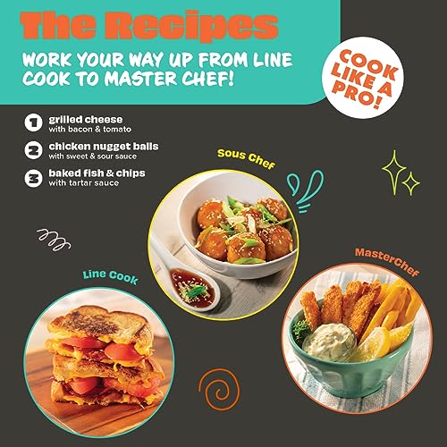 Kids Cooking Essentials Set 9-Piece Kit with Apron and Recipe Cards