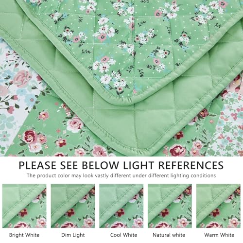 Oversized King Bedspread 128x120, Reversible Floral Quilt Set