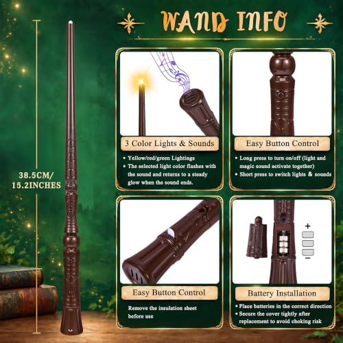 Light Up Wizard Magic Wands Bulk with 3 Colors & Sounds - Assorted (20 Pcs)