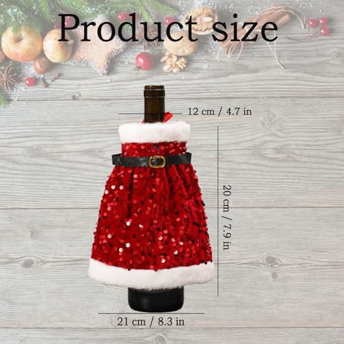 Christmas Santa Sweater Wine Bottle Cover Dress - Red Sequin Xmas Decorations