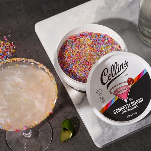 Collins Confetti Sugar - All-Natural Plant-Based Cocktail Rimming Sugar - Festive 4 oz