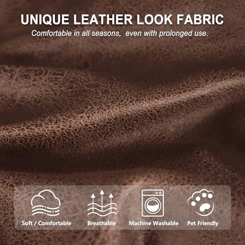 Leather Look Futon Slipcover - Armless Stretch Cover for Sofa Bed