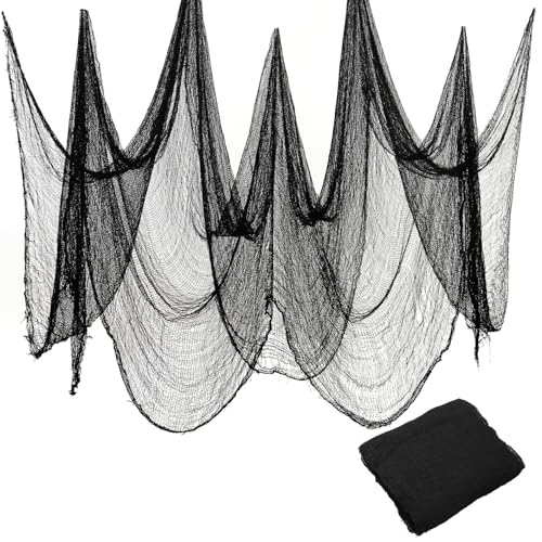 Black Creepy Cloth Halloween Gauze Decor - 40 x 200 Inch Haunted House Fabric