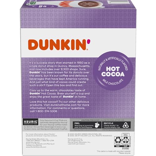 Dunkin' Donuts¢ç Milk Chocolate Hot Cocoa Single-Serve K-Cup¢ç, Box Of 22