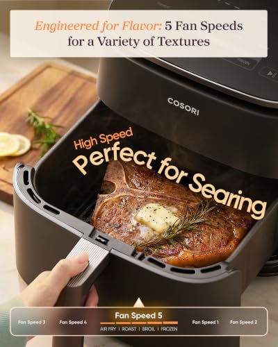 Cosori TurboBlaze 9-in-1 6 Qt Dark Gray Air Fryer with Ceramic Coating