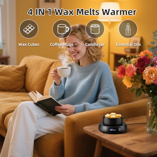 Bsigo Wax Cubes Dish & Black Mug Warmer - Multi-Function Coffee & Candle Heater