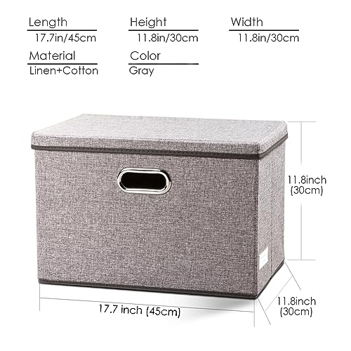 Large Collapsible Storage Bins with Lids 3-Pack Foldable Closet Baskets