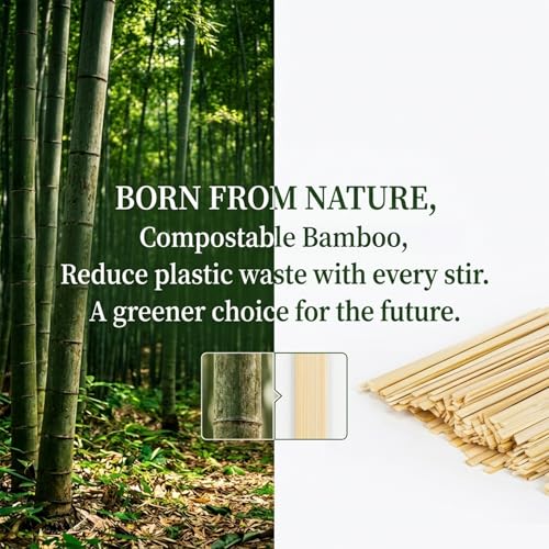 Rainflow Eco-Friendly Coffee Stir Sticks 1000 Pack - Biodegradable 5.5 Inch