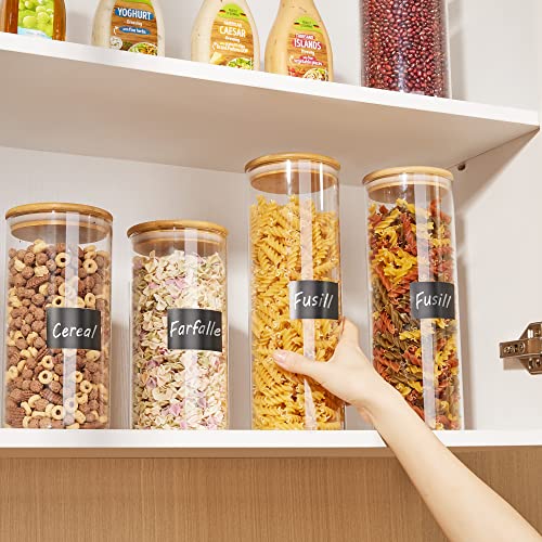 Vtopmart 70oz Glass Food Storage Jars, 3 Pack Large Kitchen Containers with Airtight Bamboo Lids for Pasta, Nuts, Flour, Canisters Set for Cereal, Pantry Organization, BPA Free