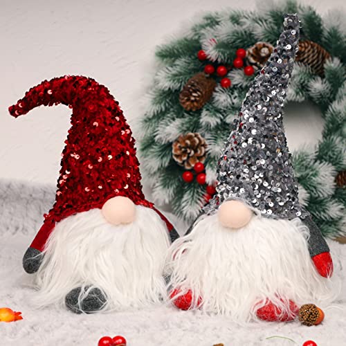 Lighted Christmas Gnomes Tabletop Decor - 12" LED Swedish Tomte Elves (2-Pack)