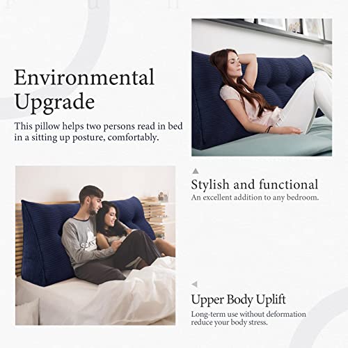 Twin XL Headboard Pillow - Soft Triangular Wedge Backrest for Dorm
