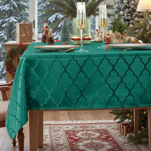 Christmas Rectangle Tablecloth 60 x 84 inches Green - Holiday Festive Decor