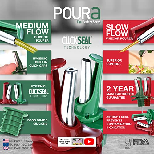 Poura Airtight Oil & Vinegar Dispenser Set | Drip-Free Kitchen Spouts