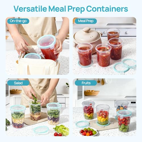 Vtopmart 12 Pack 32oz Deli Containers with Airtight Lids, Soup Containers for Take-out, Plastic Food Storage Containers for Meal Prep, Salad, Fruit, Lunch, Microwave/Dishwasher/Freezer Safe