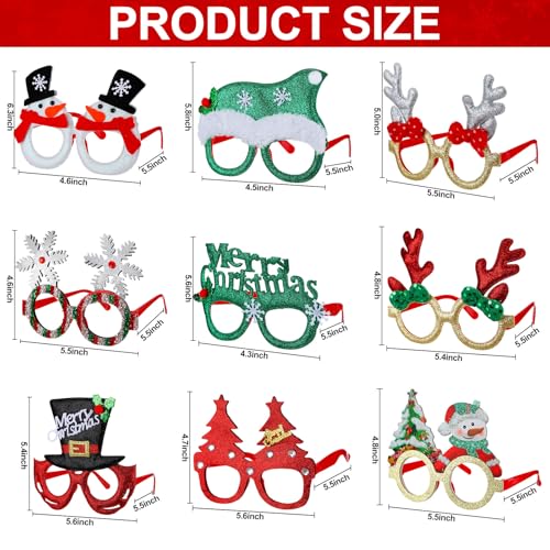 Vinsot 48 Pcs Operation Christmas Glasses Bulk Holiday Photo