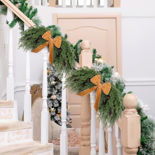 31.5-inch Artificial Christmas Swag with Bow, 2-Pack Pine Garland Decor