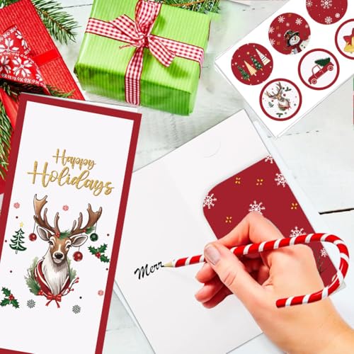 30 Pack Christmas Money Holders with Envelopes - Holiday Gift Card & Cash Gift Set