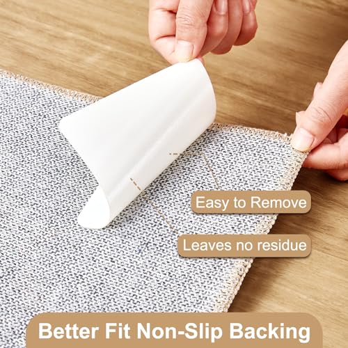 Anti-Slip Rug Grips for Hardwood Floors - 12 Piece Square Rug Stickers