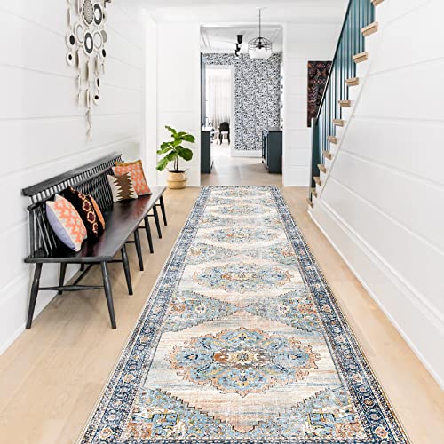 Washable 2x12 Hallway Runner Rug, Non-Slip Vintage Kitchen Floor Carpet