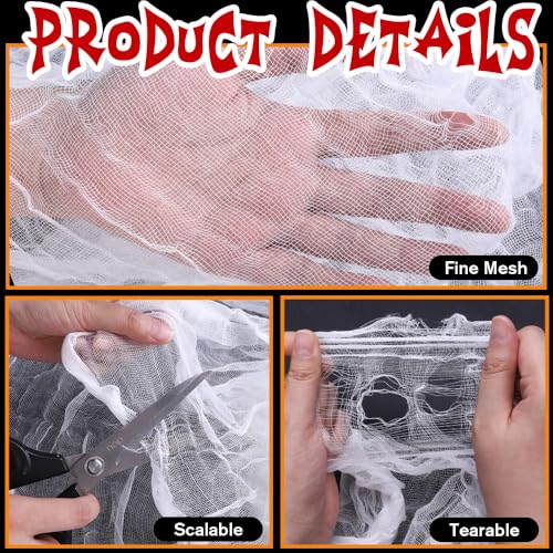 Vellibring White Halloween Creepy Cloth, Extra Large Spooky Fabric Gauze
