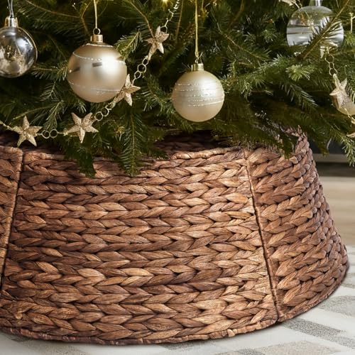Yonsya 33 in Rattan Christmas Tree Collar - 6-Piece Brown Tree Ring for 6-9 ft Trees
