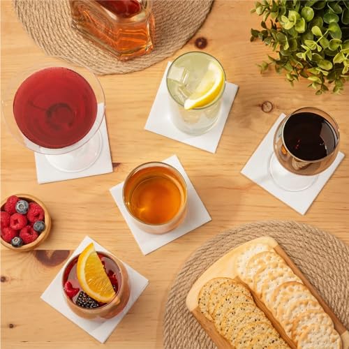 Disposable Linen-Like Cocktail Napkins - 100 Count Premium Beverage Napkins