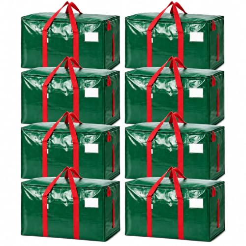 LDQ 8 Pack Heavy Duty Christmas Color Storage Bags - Extra Large Reusable Totes with Zipper & Handles