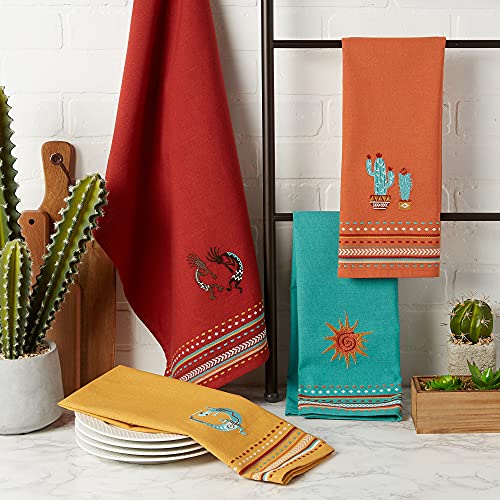 Southwest Stripe Cotton Kitchen Dishtowel Set, 18x28 Inch, 4-Piece