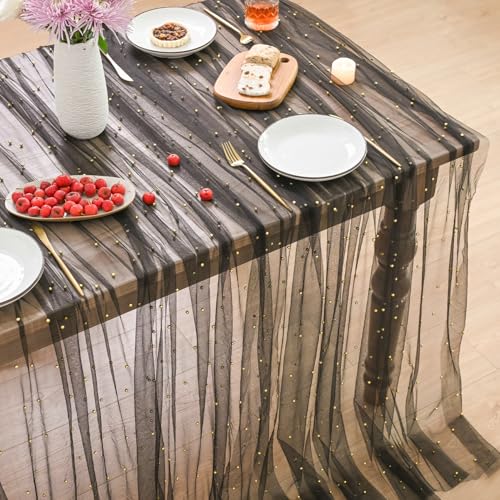 Horaldaily Black Pearl Tablecloth 60x104 Inch Rectangular - Durable Polyester Home Decor