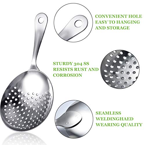 Stainless Steel Julep Strainer Cocktail Strainer Spoon for Loose Tea & Bar Use