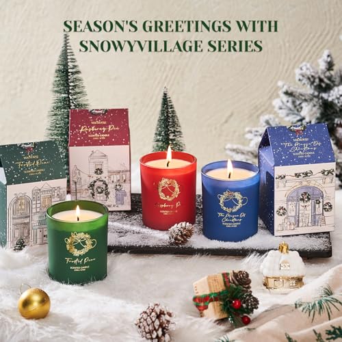 Frosted Pine Christmas Candle - 8.1oz Soy Wax Holiday Decor Gift for Winter
