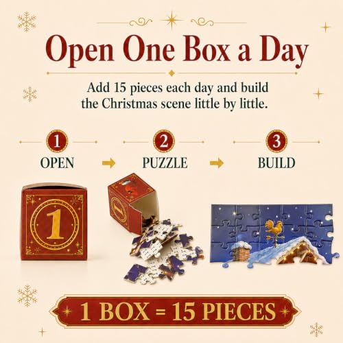 Christmas Advent Puzzle Calendar for Kids - 360 Piece Animal Village Set