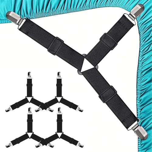 Adjustable Bed Sheet Straps - Heavy-Duty Sheet Holder Suspenders, 4-Pack