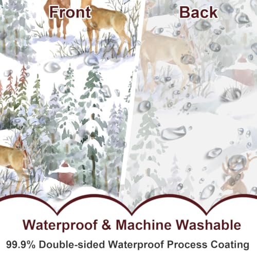 Baccessor Winter Christmas Deer Shower Curtain 72x72 Inches - Holiday Bathroom Decor
