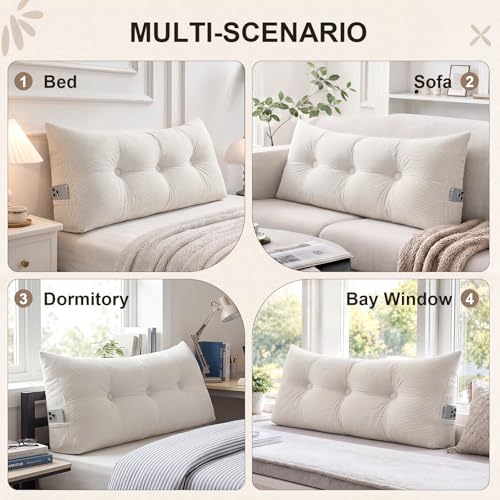 Beige Triangle Wedge Pillow for Twin Beds - Backrest Cushion