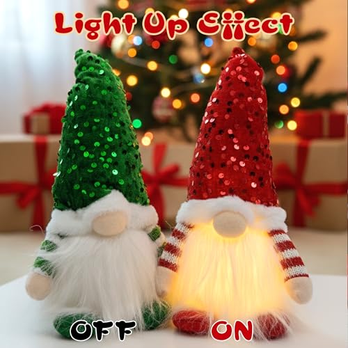 12-Inch Light-Up Handmade Gnome Couple Plush Tabletop Decoration