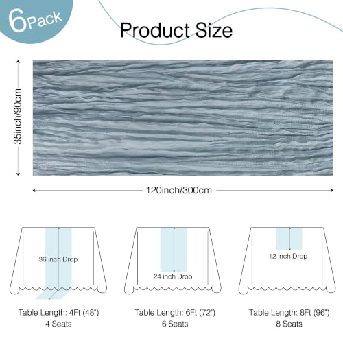 Playieer Dusty Blue 10ft Cheesecloth Table Runner Boho Rustic Home Decor