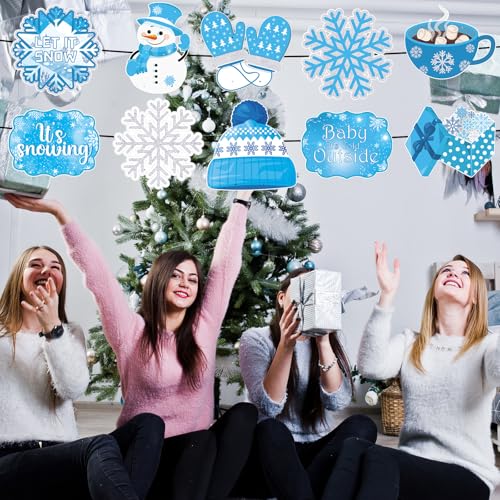 CroBlissful Winter Snowflake Christmas Porch Sign Set - Blue, 2 Pack, 10 Designs