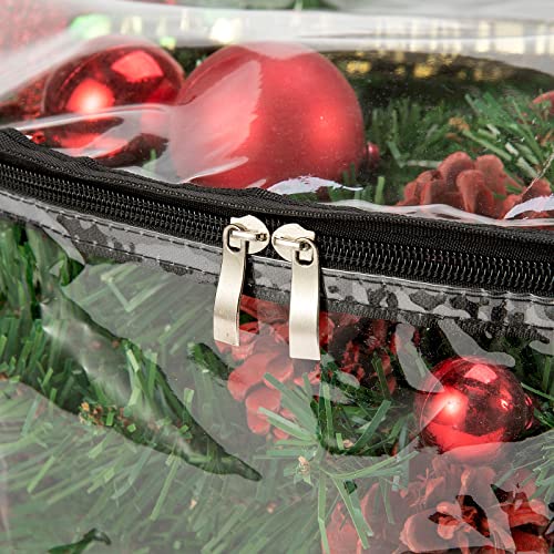 Clear 24-Inch Christmas Wreath Storage Bag Heavy Duty Container