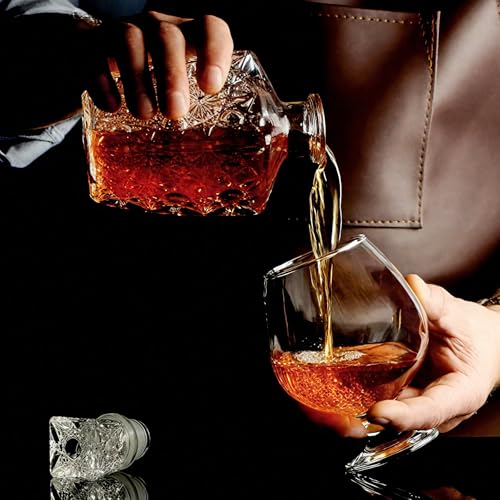 Binsakao 17 oz Set of 6 Short Stem Brandy Glasses for Spirits & Cocktails
