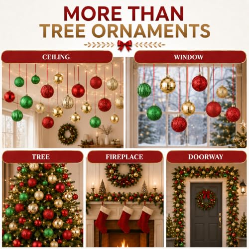 Relaxgiant 36 Pcs Christmas Hanging Ornaments Set - Red, Green, Gold