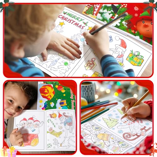 90shine 54Pcs Christmas Coloring Books Bulk for Kids — 54 Books, 6 Pages Each, Holiday Party Favors (Christmas-54pcs)