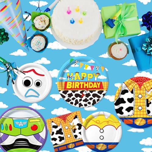 Cartoon Birthday Party Plates Napkins Set for 30 Guests - Toy Theme Decor