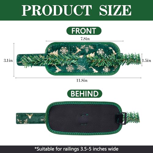 Purple Star 8 Pcs Green Railing Protection Garland Ties for Banister - Adjustable Non-Slip Garland Hangers