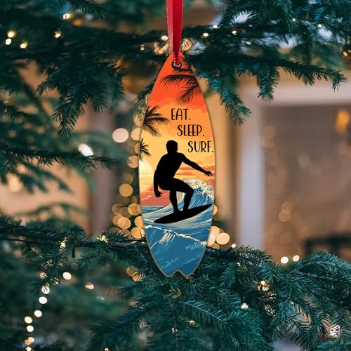 Boy Surfing Christmas Ornament 2025 - Surfboard Decor for Surfers & Beach Lovers