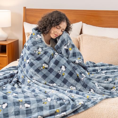 Peanuts Snoopy Plush Blanket - Navy Tonal, Twin Size 60x90