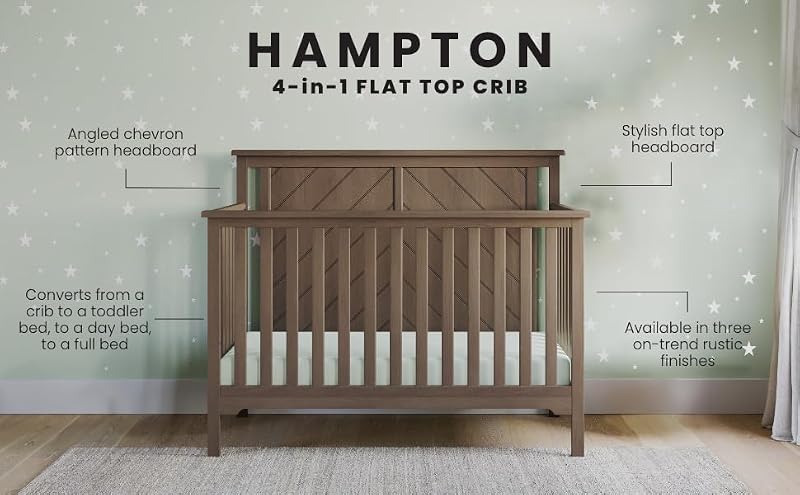 2-Piece Nursery Set: 4-in-1 Convertible Crib and Changing Table