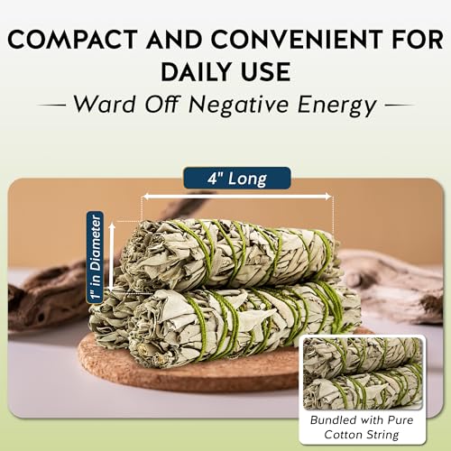 White Sage Smudge Stick Set - 3-Pack of 4-Inch Bundles for Home Cleansing